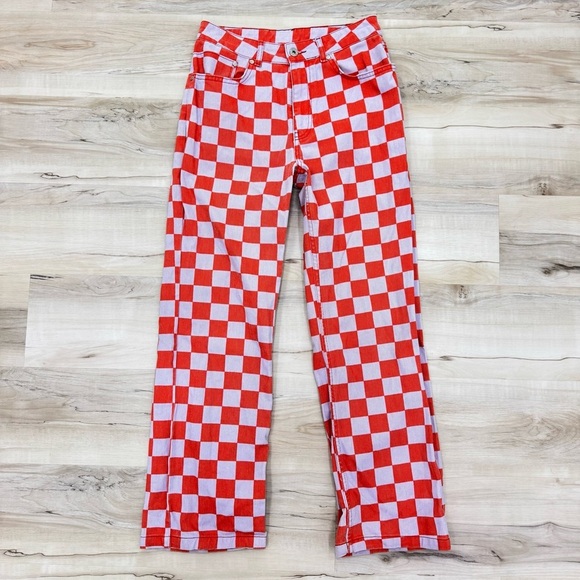 The Ragged Priest Rook Orange Checkered Jeans Size 28 great condition - Picture 10 of 10